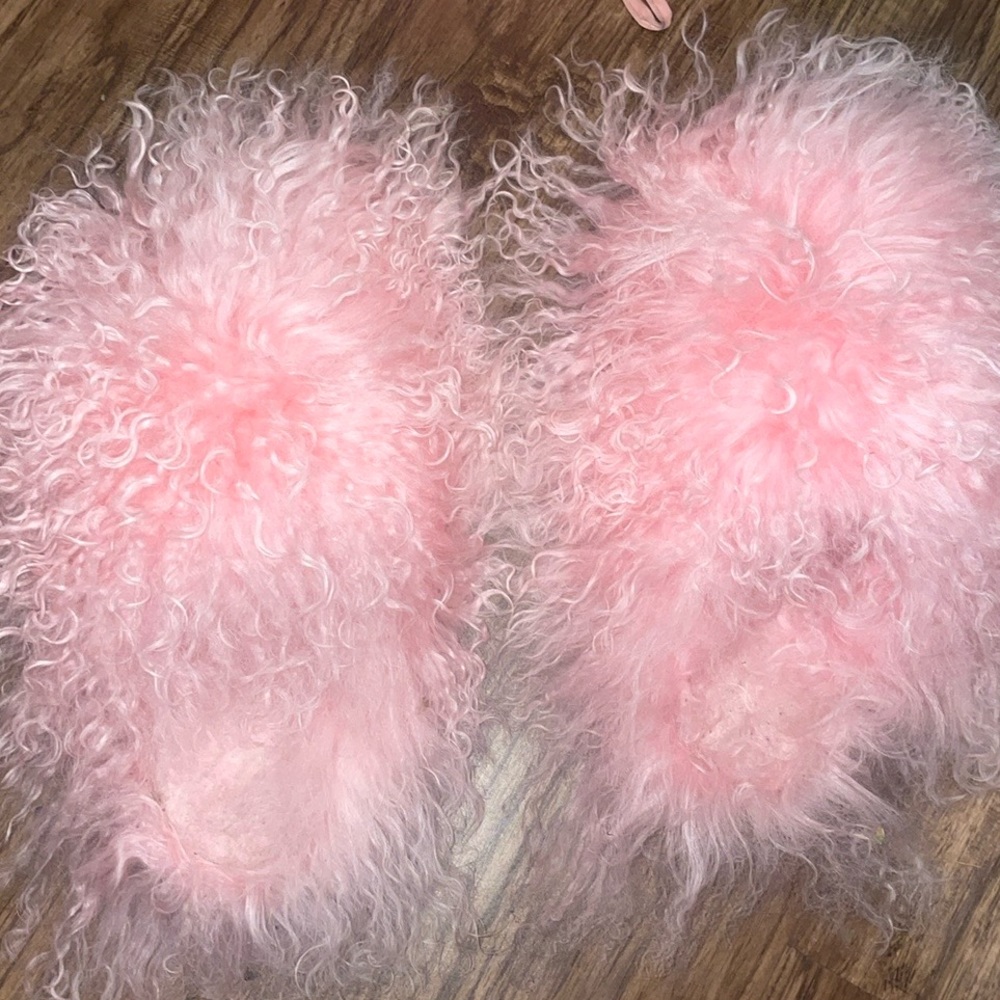 Pink Mongolian Fluffy slippers- 8